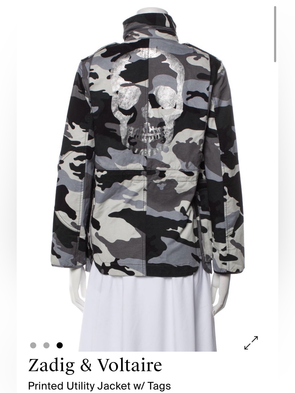 Zadig & Voltaire Black Grey Camo Jacket With Metallic Skull